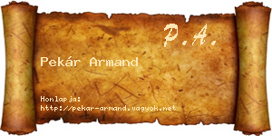 Pekár Armand névjegykártya